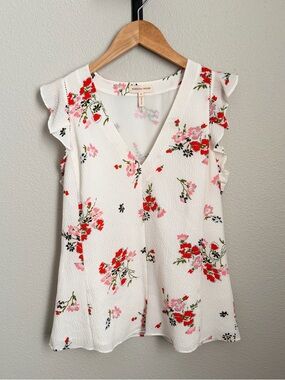 Rebecca Taylor Ivory Floral Ruffle Blouse - Sz. 0